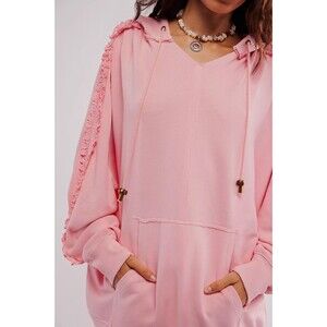 Free People XOXO Hoodie Sweatshirt Top Slouchy Kangaroo Oversize Cotton M 284764